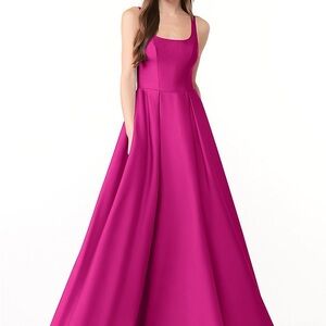 Azazie Pink A-line Maxi Dress for Prom